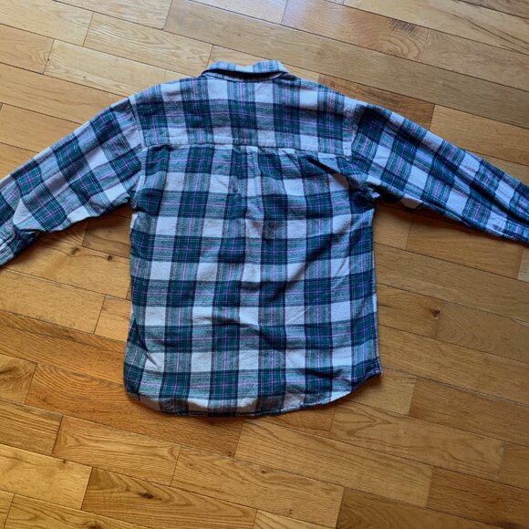 Northern Reflections Women’s Plaid Flannel Button-Up Shirt | Green Purple White - Picture 9 of 9